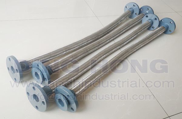 Flange braided metal hose